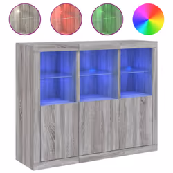 Credenze con Luci LED 3 pz Grigio Sonoma in Legno Multistratocod mxl 133824 - Vista aggiuntiva 2