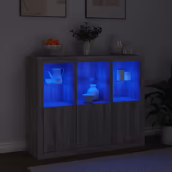 Credenze con Luci LED 3 pz Grigio Sonoma in Legno Multistratocod mxl 133824 - Vista aggiuntiva 3