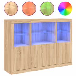 Credenze con Luci LED 3 pz Rovere Sonoma in Legno Multistratocod mxl 109788 - Vista aggiuntiva 2