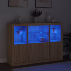 Credenze con Luci LED 3 pz Rovere Sonoma in Legno Multistratocod mxl 109788 - Vista aggiuntiva 3