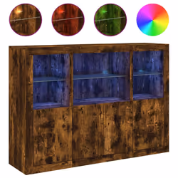 Credenze con Luci LED 3 pz Rovere Fumo in Legno Multistratocod mxl 133768 - Vista aggiuntiva 2