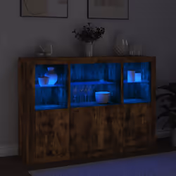 Credenze con Luci LED 3 pz Rovere Fumo in Legno Multistratocod mxl 133768 - Vista aggiuntiva 3
