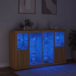 Credenze con Luci LED 3 pz Rovere Sonoma in Legno Multistratocod mxl 109851 - Vista aggiuntiva 3