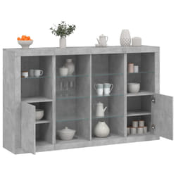 vidaXL Credenze con Luci LED 3 pz Grigio Cemento in Legno Multistrato