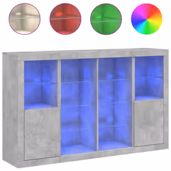 vidaXL Credenze con Luci LED 3 pz Grigio Cemento in Legno Multistrato - Vista aggiuntiva 2