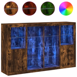 Credenze con Luci LED 3 pz Rovere Fumo in Legno Multistratocod mxl 133828 - Vista aggiuntiva 2