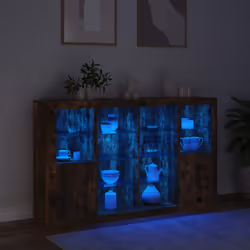 Credenze con Luci LED 3 pz Rovere Fumo in Legno Multistratocod mxl 133828 - Vista aggiuntiva 3