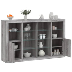 Credenze con Luci LED 3 pz Grigio Sonoma in Legno Multistratocod mxl 109855