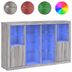 Credenze con Luci LED 3 pz Grigio Sonoma in Legno Multistratocod mxl 109855 - Vista aggiuntiva 2