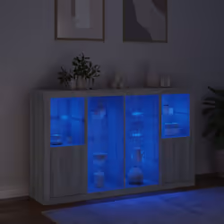 Credenze con Luci LED 3 pz Grigio Sonoma in Legno Multistratocod mxl 109855 - Vista aggiuntiva 3