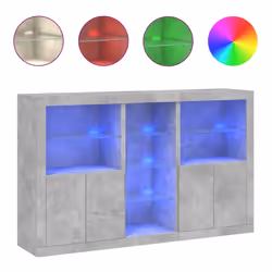 vidaXL Credenza con Luci LED Grigio Cemento 162x37x100 cm - Vista aggiuntiva 2