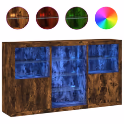 Credenza con Luci LED Rovere Fumo 181,5x37x100 cmcod mxl 85894 - Vista aggiuntiva 2