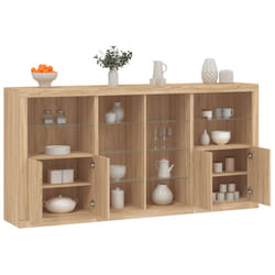 vidaXL Credenza con Luci LED Rovere Sonoma 202x37x100 cm