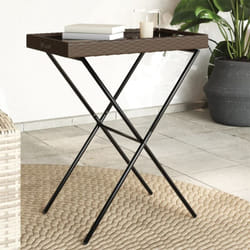 Tavolino Vassoio Pieghevole Marrone 65x40x75 cm in Polyrattan Vidaxl 67329
