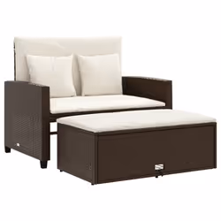 Divano da Giardino a 2 Posti con Cuscini in Polyrattan Marronecod mxl 92161 - Vista aggiuntiva 2