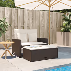 Divano da Giardino a 2 Posti con Cuscini in Polyrattan Marronecod mxl 92161 - Vista aggiuntiva 3