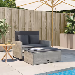 vidaXL Divano da Giardino con Cuscini 2 Posti Grigio Chiaro Polyrattan - Vista aggiuntiva 3