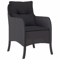 VidaXL 365145 sedia da esterno Terrazzo Seduta imbottita Rattan sintetico, Acciaio Nero - Vista aggiuntiva 4
