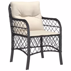 VidaXL 365152 sedia da esterno Terrazzo Seduta imbottita Rattan sintetico, Acciaio Crema, Bianco - Vista aggiuntiva 4