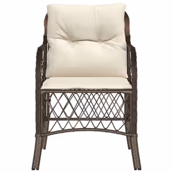 VidaXL 365154 sedia da esterno Terrazzo Seduta imbottita Rattan sintetico, Acciaio Crema, Bianco - Vista aggiuntiva 5