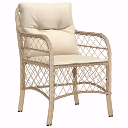 VidaXL 365156 sedia da esterno Terrazzo Seduta imbottita Rattan sintetico, Acciaio Crema, Bianco - Vista aggiuntiva 4