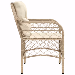 VidaXL 365156 sedia da esterno Terrazzo Seduta imbottita Rattan sintetico, Acciaio Crema, Bianco - Vista aggiuntiva 6