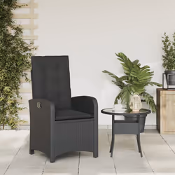 Sedia Reclinabile da Giardino con Cuscini Nera in Polyrattancod mxl 134886 - Vista aggiuntiva 3