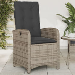 Sedia Reclinabile da Giardino con Cuscini Grigia in Polyrattan Vidaxl 58704
