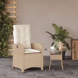 Sedia Reclinabile da Giardino con Cuscini Beige in Polyrattancod mxl 115093 - Vista aggiuntiva 3