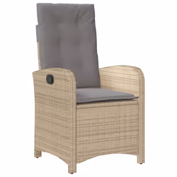 Sedia Reclinabile Giardino con Cuscini Beige Misto Polyrattancod mxl 88648 - Vista aggiuntiva 2
