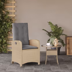 Sedia Reclinabile Giardino con Cuscini Beige Misto Polyrattancod mxl 88648 - Vista aggiuntiva 3