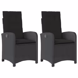 vidaXL Sedie da Giardino Reclinabili 2 pz con Cuscini Nero Polyrattan - Vista aggiuntiva 2