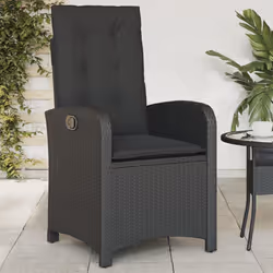 vidaXL Sedie da Giardino Reclinabili 2 pz con Cuscini Nero Polyrattan - Vista aggiuntiva 3