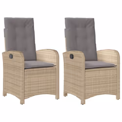 Sedie Reclinabili Giardino 2pz Cuscini Beige Misto Polyrattancod mxl 86914 - Vista aggiuntiva 2