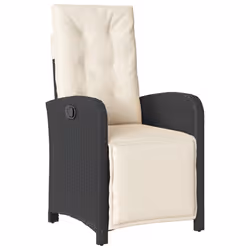 Sedia Reclinabile da Giardino con Poggiapiedi Nera Polyrattancod mxl 86915 - Vista aggiuntiva 2