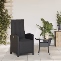 Sedia Reclinabile da Giardino con Poggiapiedi Nera Polyrattancod mxl 115087 - Vista aggiuntiva 3