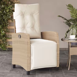 VidaXL 365212 sedia da esterno Terrazzo Seduta imbottita Rattan sintetico, Acciaio Crema, Bianco - Vista aggiuntiva 2