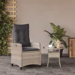 Sedia Reclinabile Giardino con Cuscini Grigio Chiaro Polyrattancod mxl 87036 - Vista aggiuntiva 3