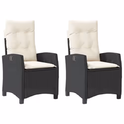 Sedie Reclinabili da Giardino 2 pz con Cuscini Nero Polyrattancod mxl 87049 - Vista aggiuntiva 2
