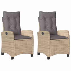 Sedie Reclinabili Giardino 2pz Cuscini Beige Misto Polyrattancod mxl 87031 - Vista aggiuntiva 2