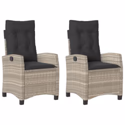 Sedie Reclinabili Giardino 2pz Cuscini Grigio Chiaro Polyrattancod mxl 111024 - Vista aggiuntiva 2