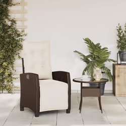 Sedia Reclinabile Giardino con Poggiapiedi Marrone Polyrattancod mxl 110939 - Vista aggiuntiva 3