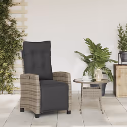 Sedia Reclinabile da Giardino con Poggiapiedi Grigia Polyrattancod mxl 88660 - Vista aggiuntiva 3