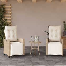 VidaXL 365244 sedia da esterno Terrazzo Seduta imbottita Rattan sintetico, Acciaio Crema, Bianco - Vista aggiuntiva 2