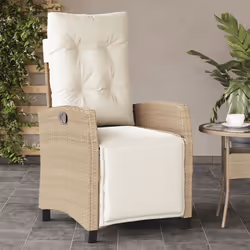 VidaXL 365244 sedia da esterno Terrazzo Seduta imbottita Rattan sintetico, Acciaio Crema, Bianco - Vista aggiuntiva 3