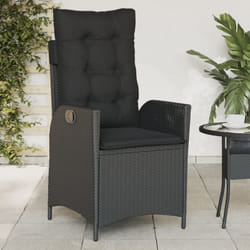 Sedia Reclinabile da Giardino con Cuscini Nera in Polyrattan Vidaxl 496387