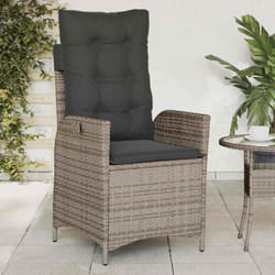 Sedia Reclinabile da Giardino con Cuscini Grigia in Polyrattan - Vidaxl