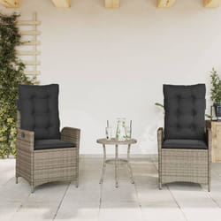 Sedie da Giardino Reclinabili 2 pz e Cuscini Grigio Polyrattan - Vidaxl