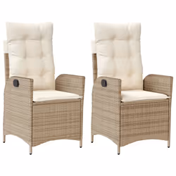 vidaXL Sedie Reclinabili da Giardino 2pz con Cuscini Beige Polyrattan - Vista aggiuntiva 2