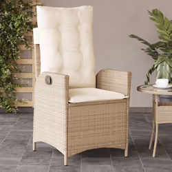 vidaXL Sedie Reclinabili da Giardino 2pz con Cuscini Beige Polyrattan - Vista aggiuntiva 3